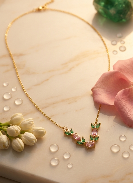 Pink ivy necklace