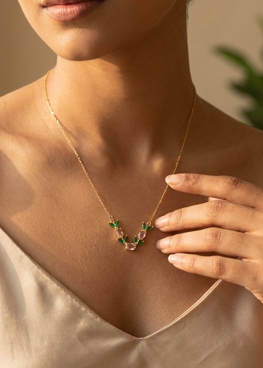 Pink ivy necklace