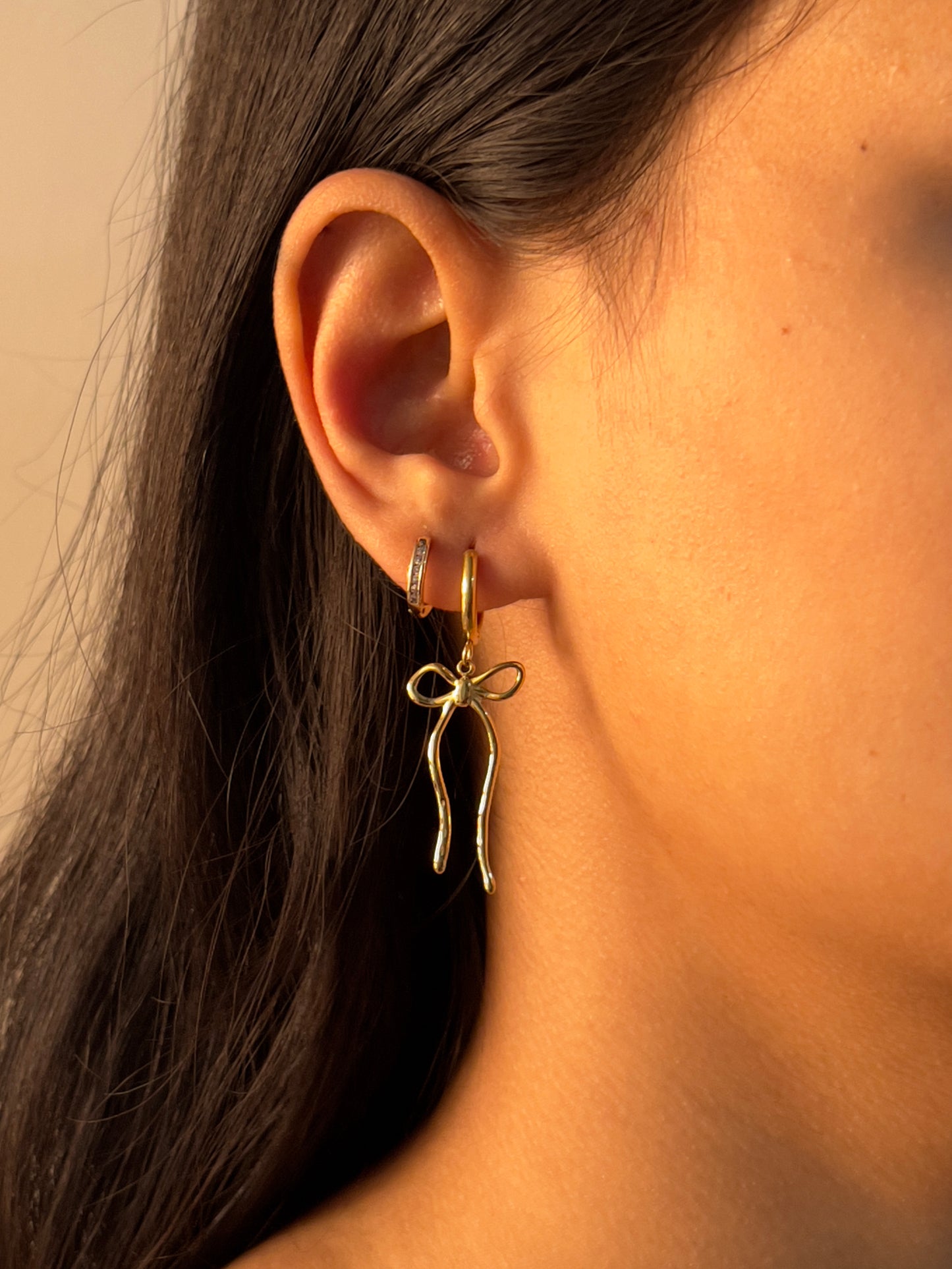 Ribbon drop earrings