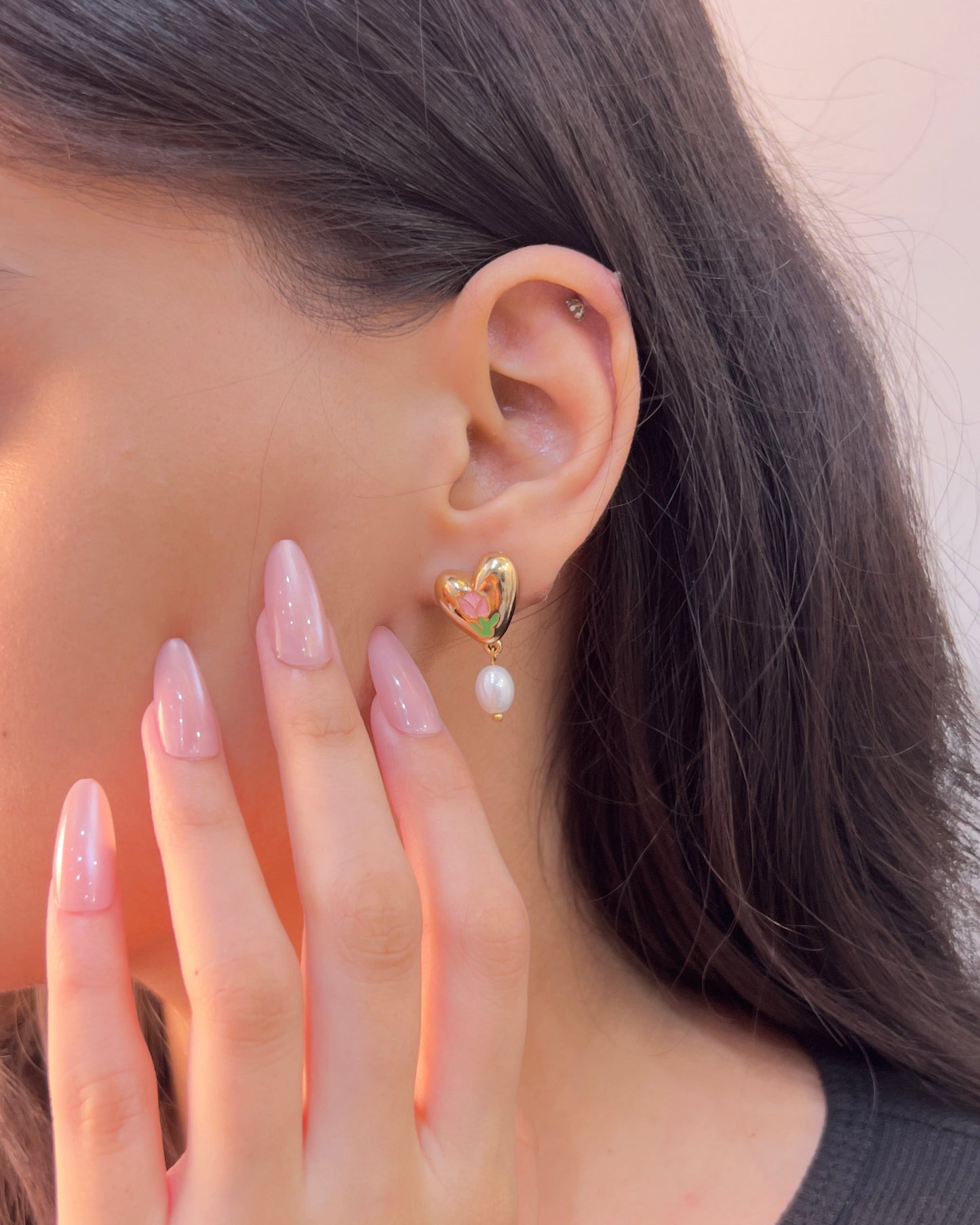 Pearl Heart Earrings