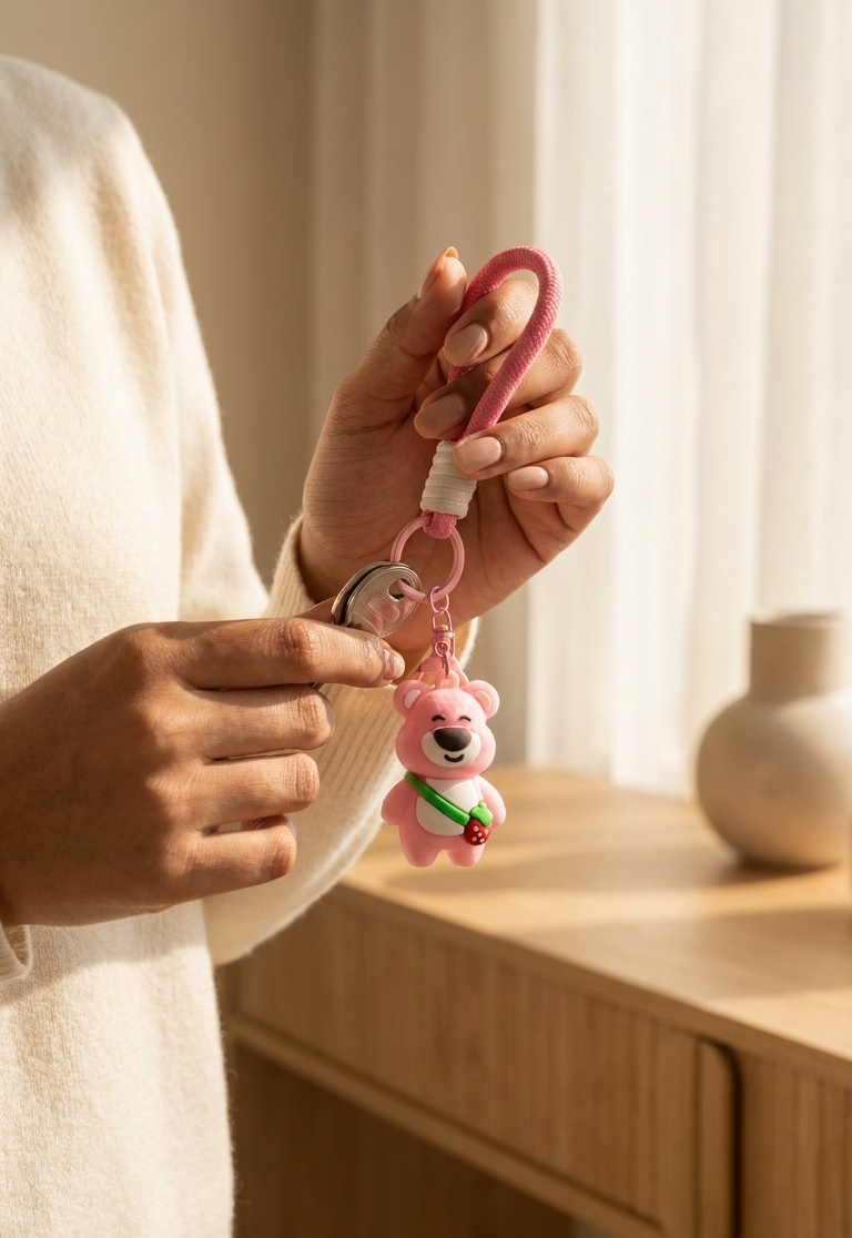 Pink bear charm