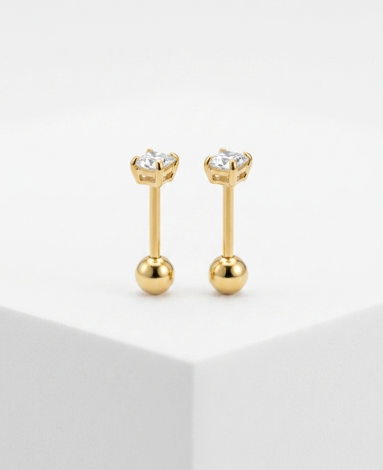 Gold square stud