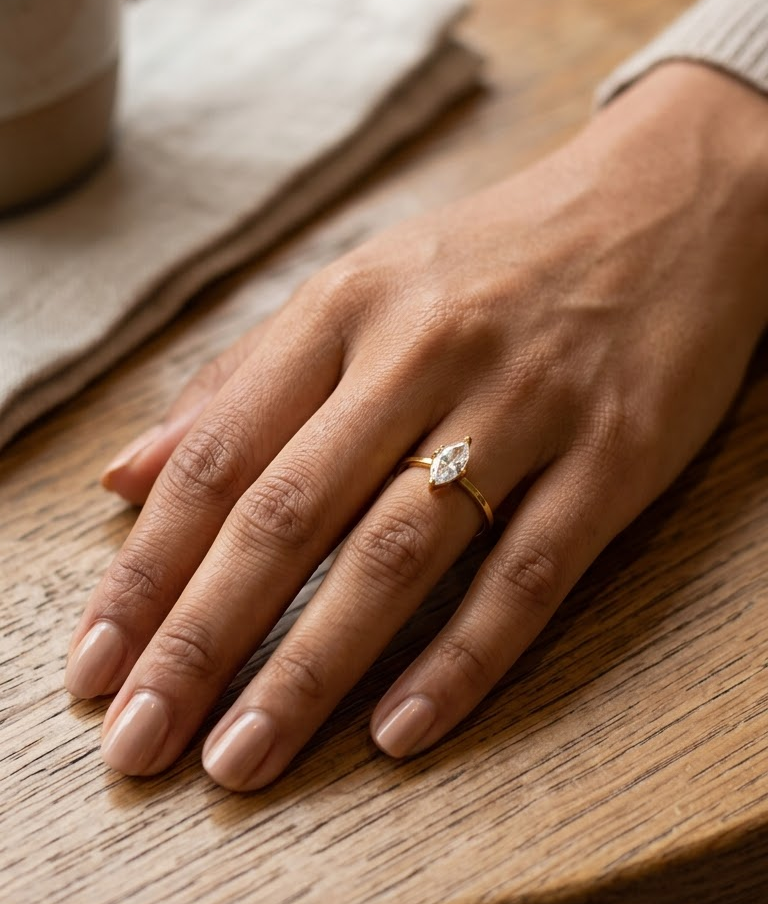 Marquise charm ring