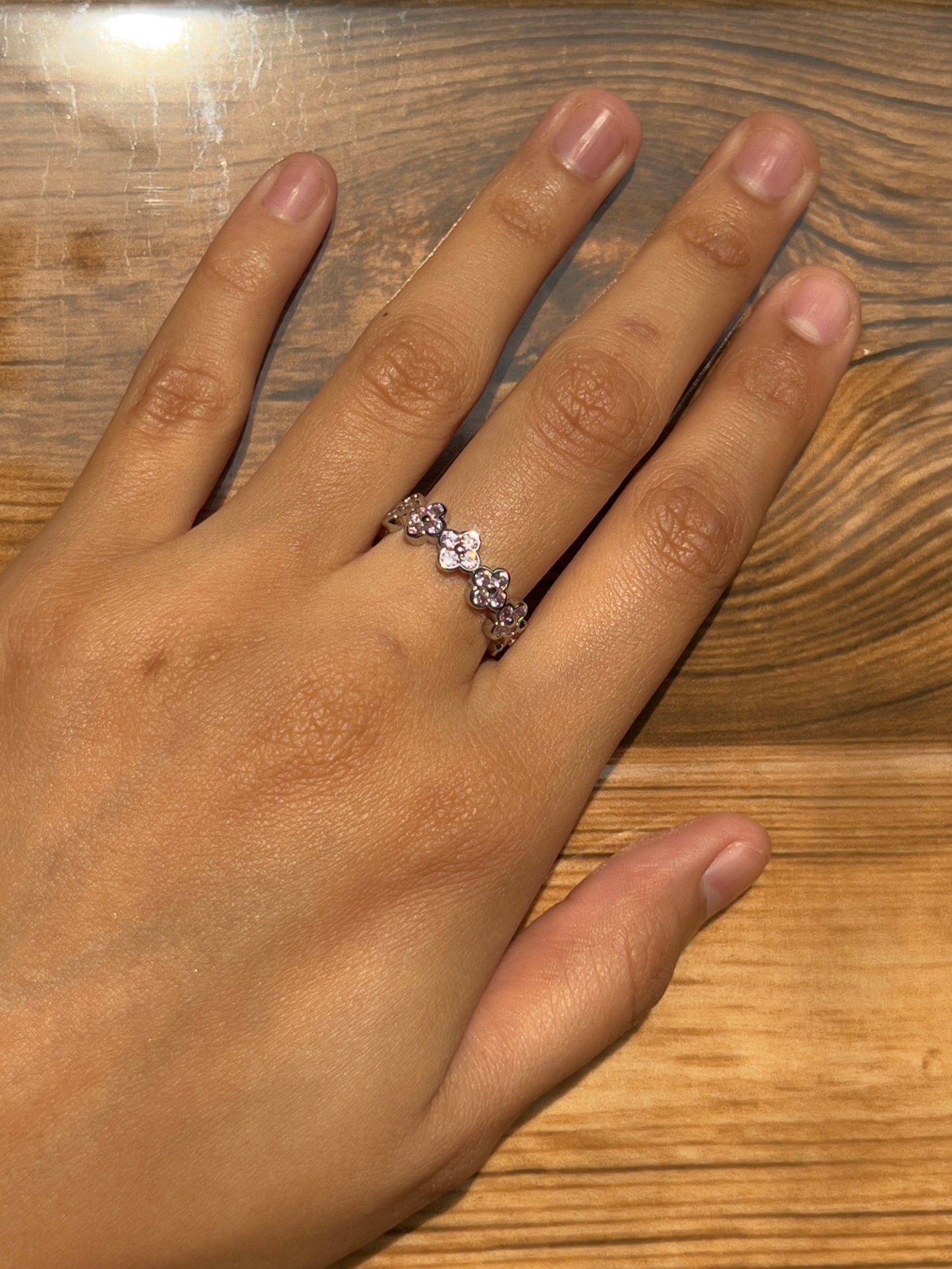 Crystal clover ring