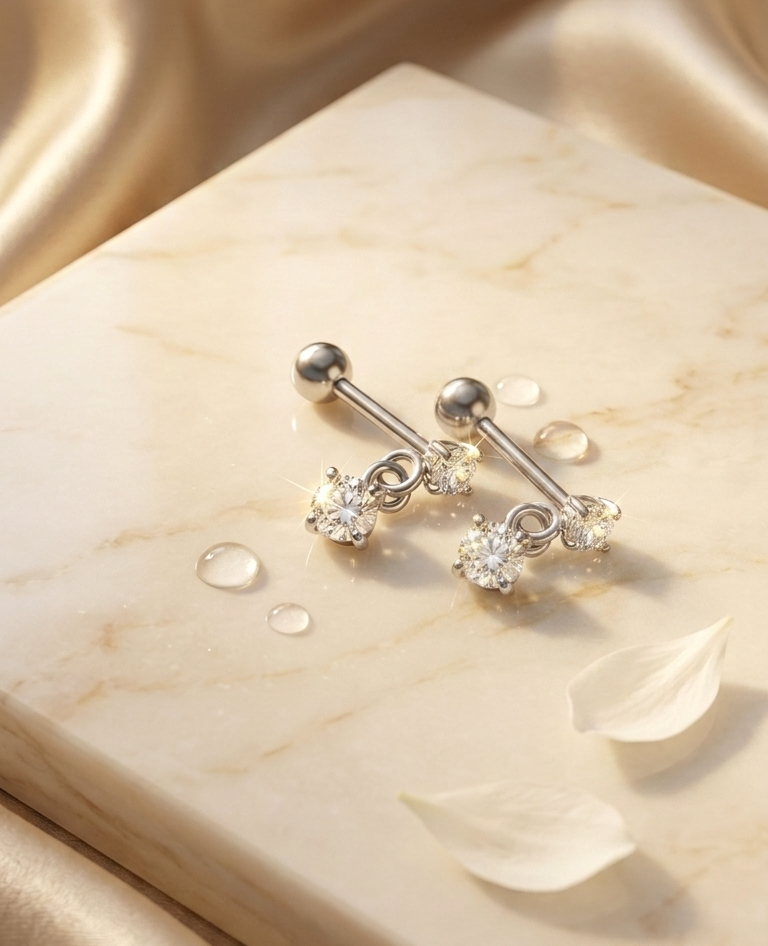 Silver opal piercing