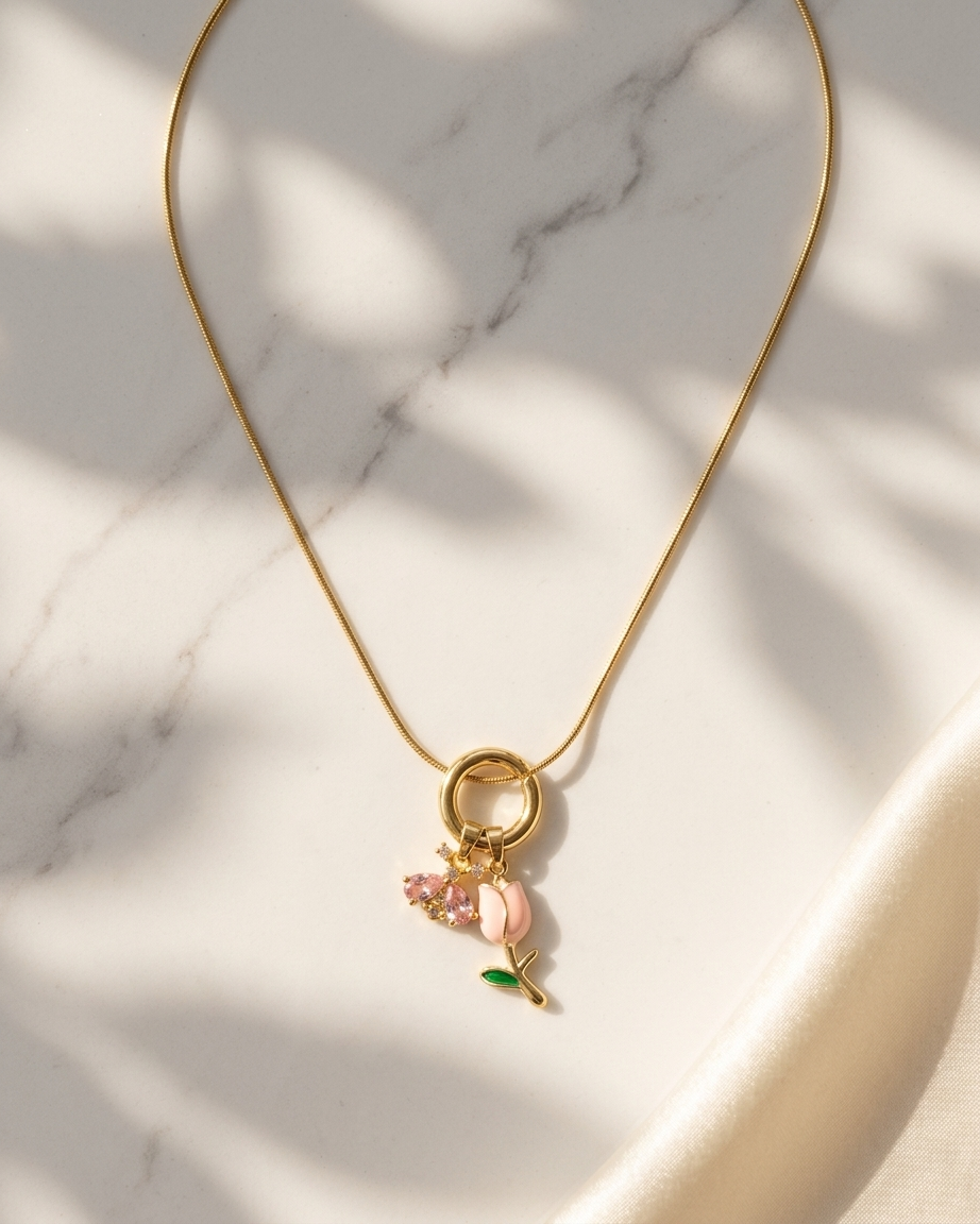 Tulip charm necklace