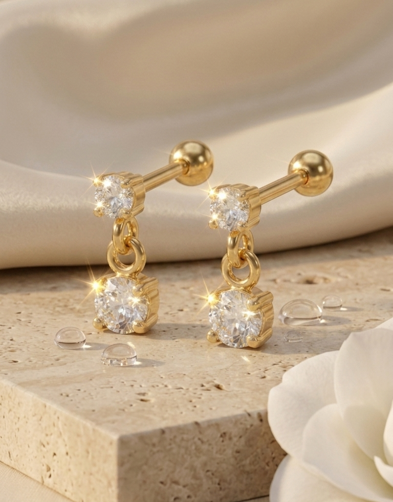 Gold opal piercing