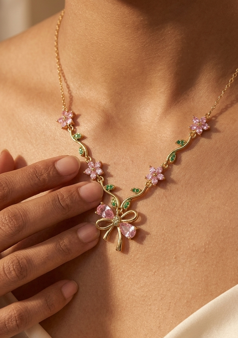 Ribbon garden necklace