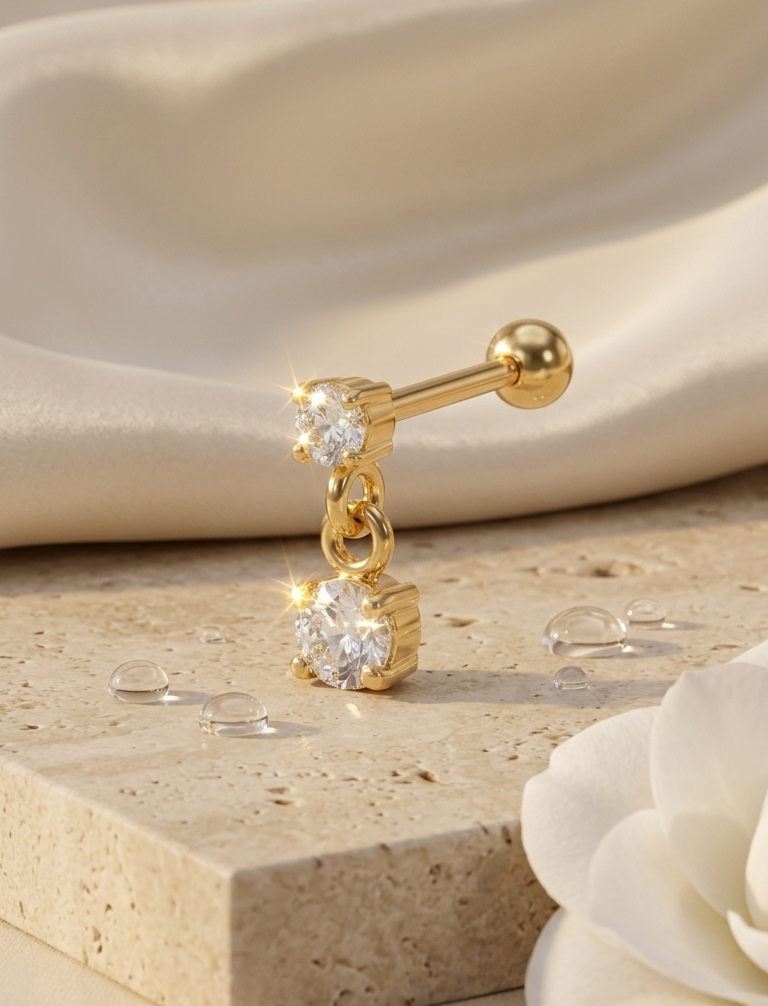Gold opal piercing