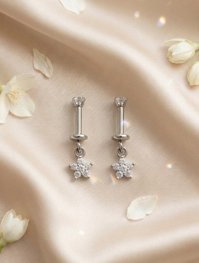 Silver bloom piercing