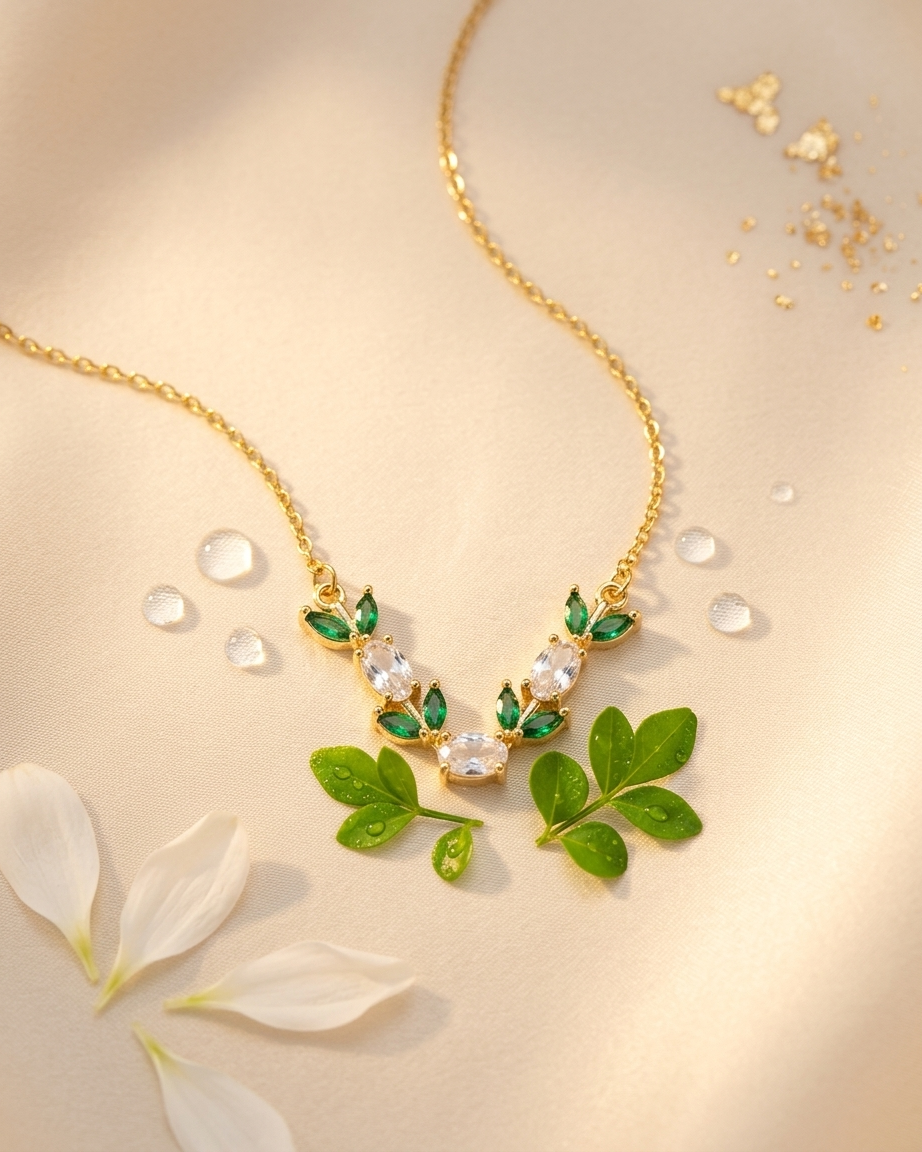 Green vine tulip necklace