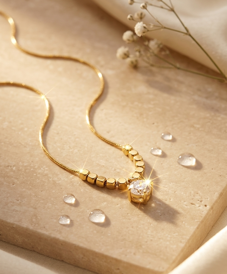 Dainty solitaire necklace