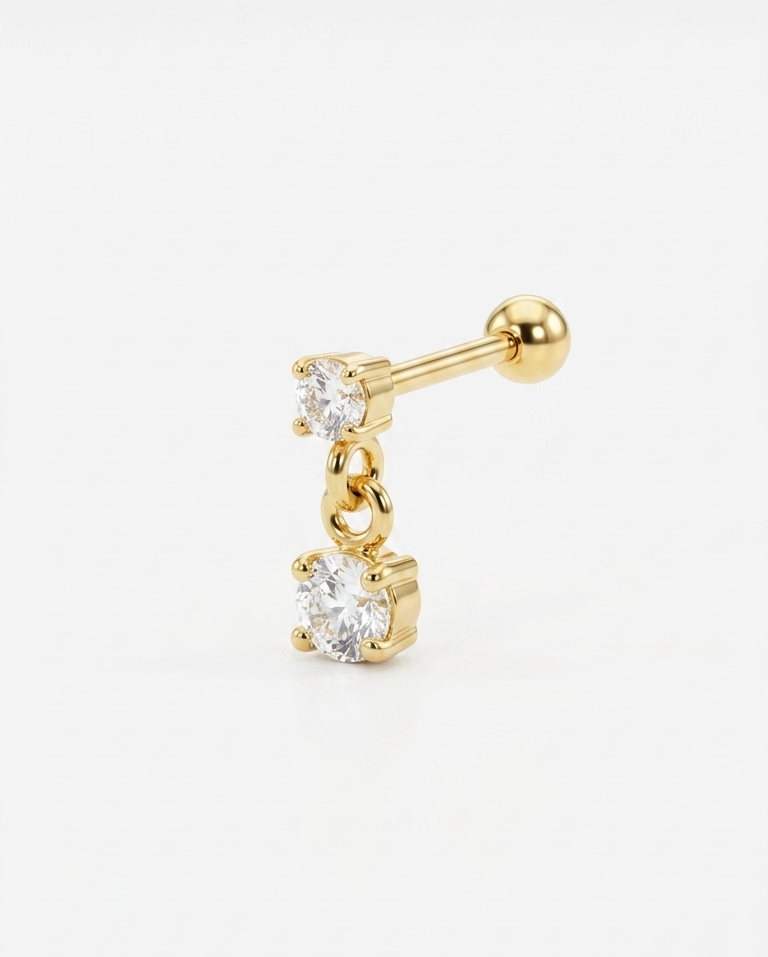 Gold opal piercing
