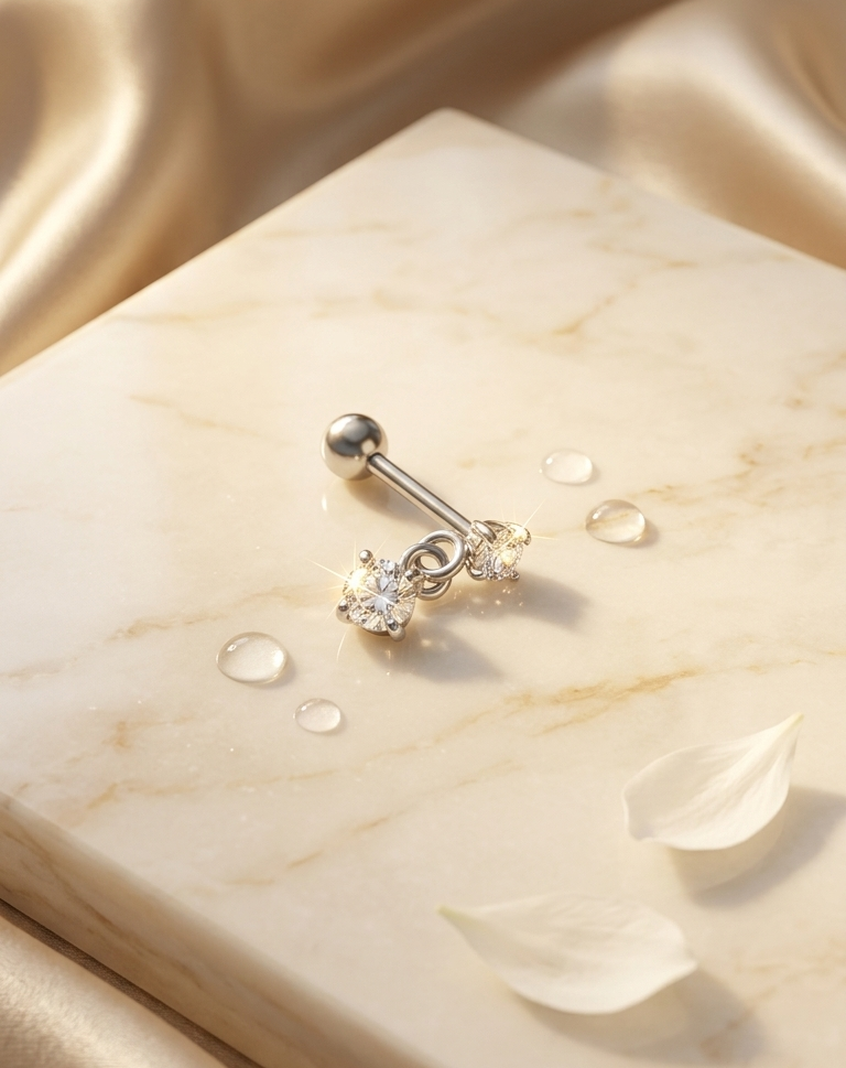 Silver opal piercing