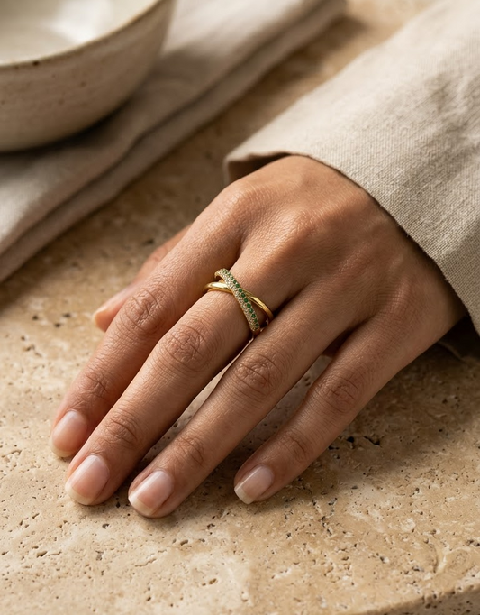 Emerald Wave Ring
