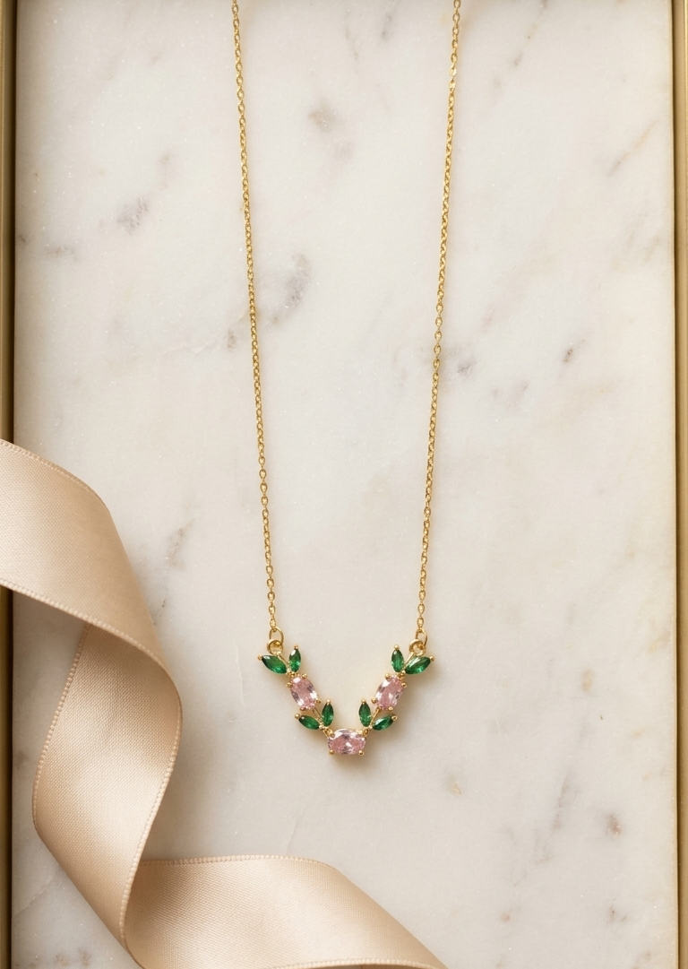 Pink ivy necklace
