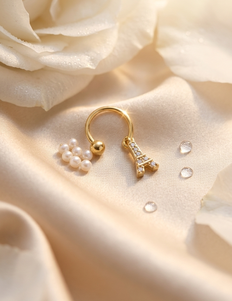 Eiffel charm piercing