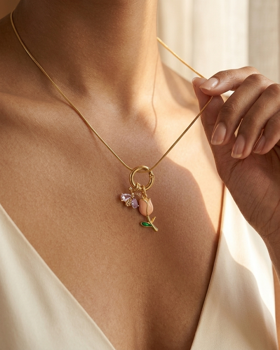 Tulip charm necklace