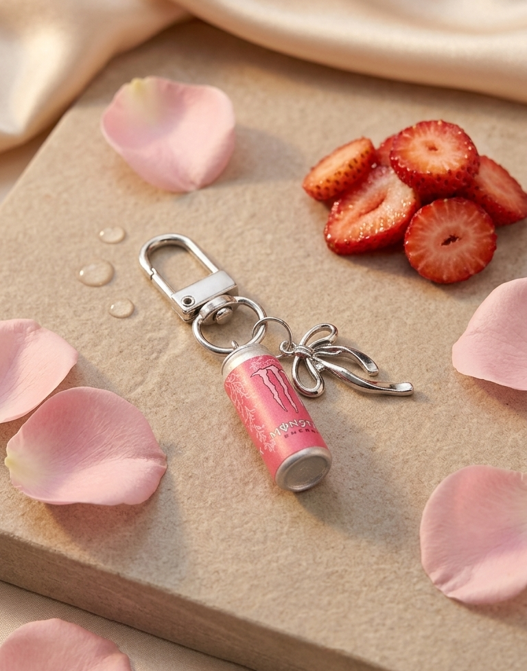 Pink Redbull keychain
