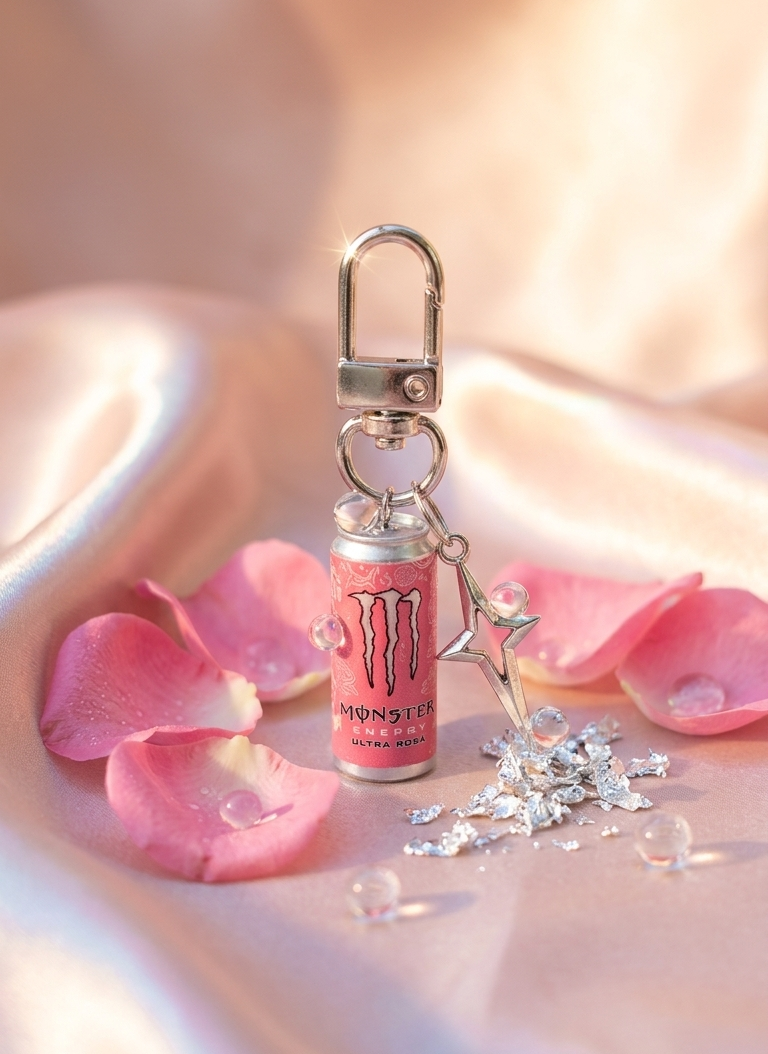 Pink Redbull keychain