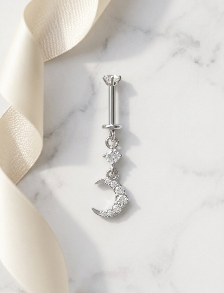 Crescent glow piercing
