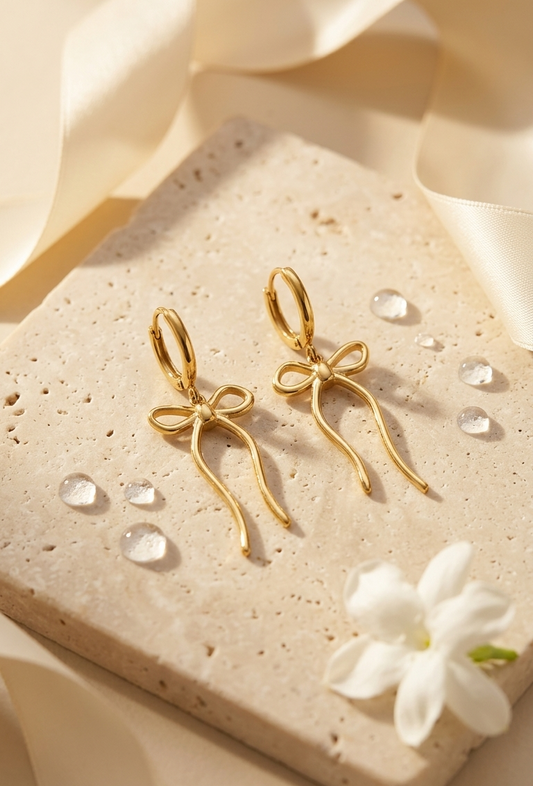 Ribbon drop earrings