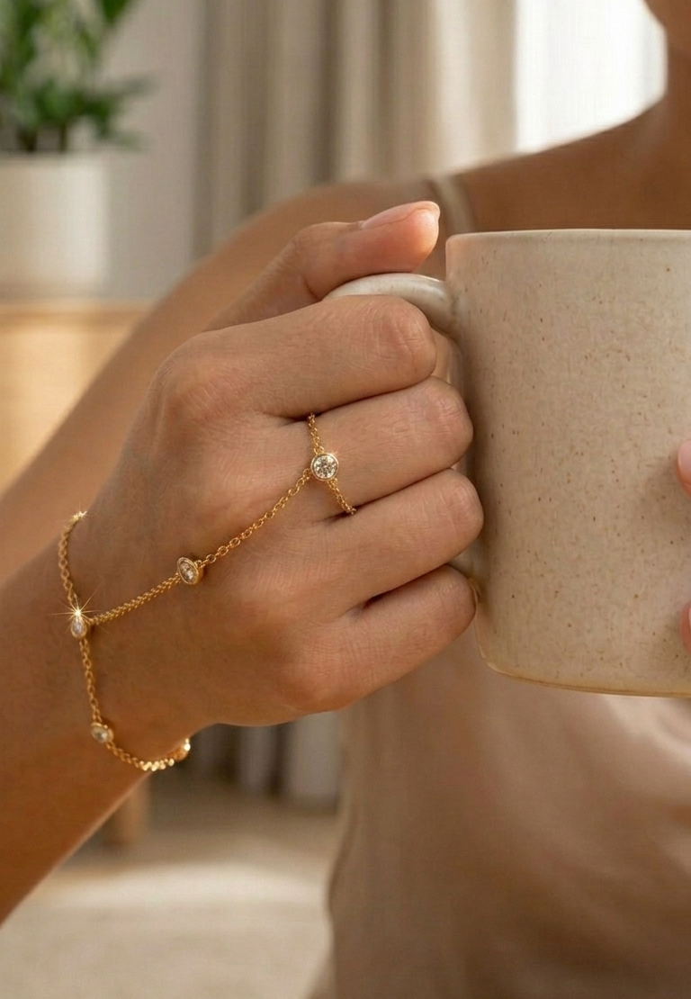 Dainty aura hand chain