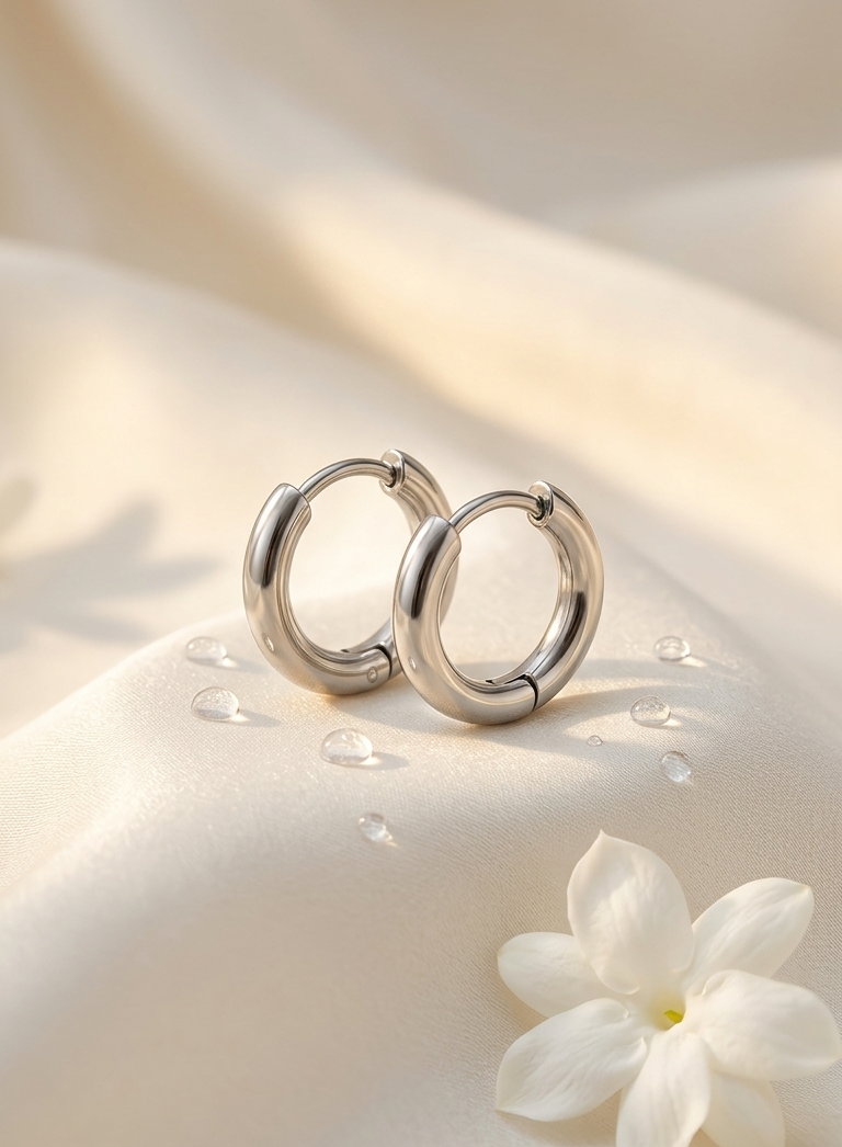Silver mini hoops