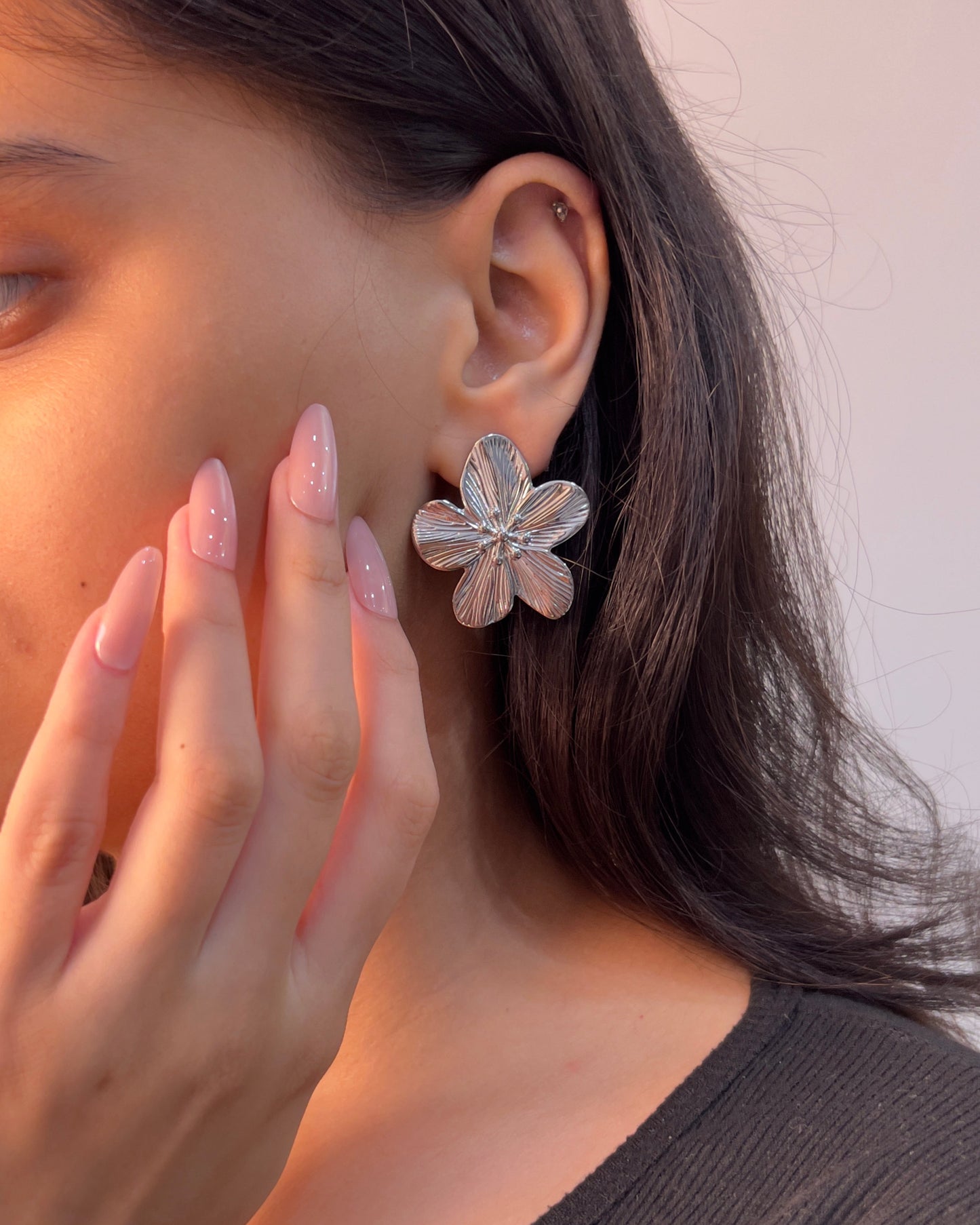 Silver Flower Earrings
